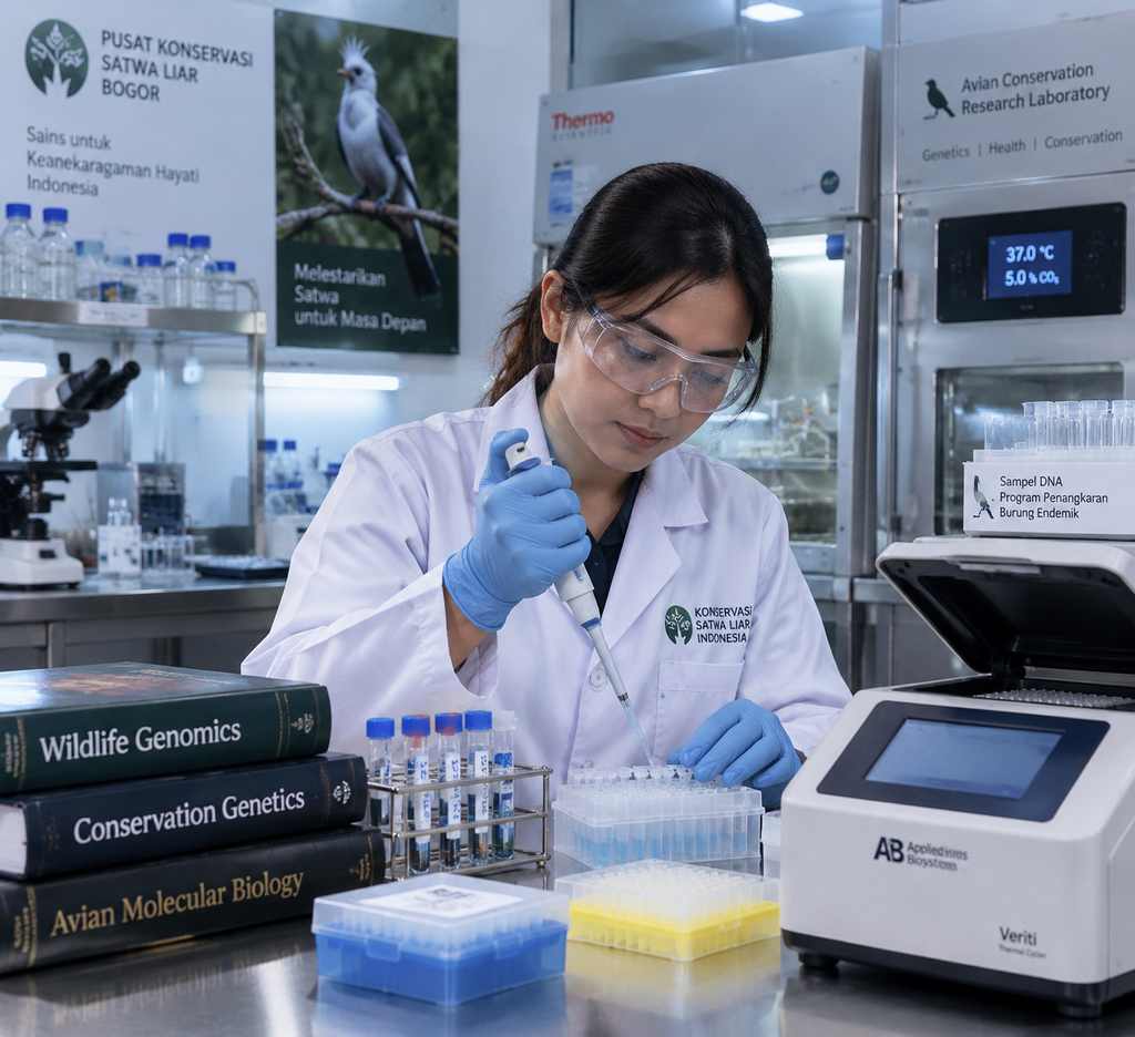 Waspada, Pelihara Satwa Liar Dilindungi Bisa Kena Pidana 5 Tahun: Ini Aturan Terbarunya 6 Peneliti biologi konservasi melakukan riset ilmiah genetik satwa dilindungi di laboratorium resmi berizin.