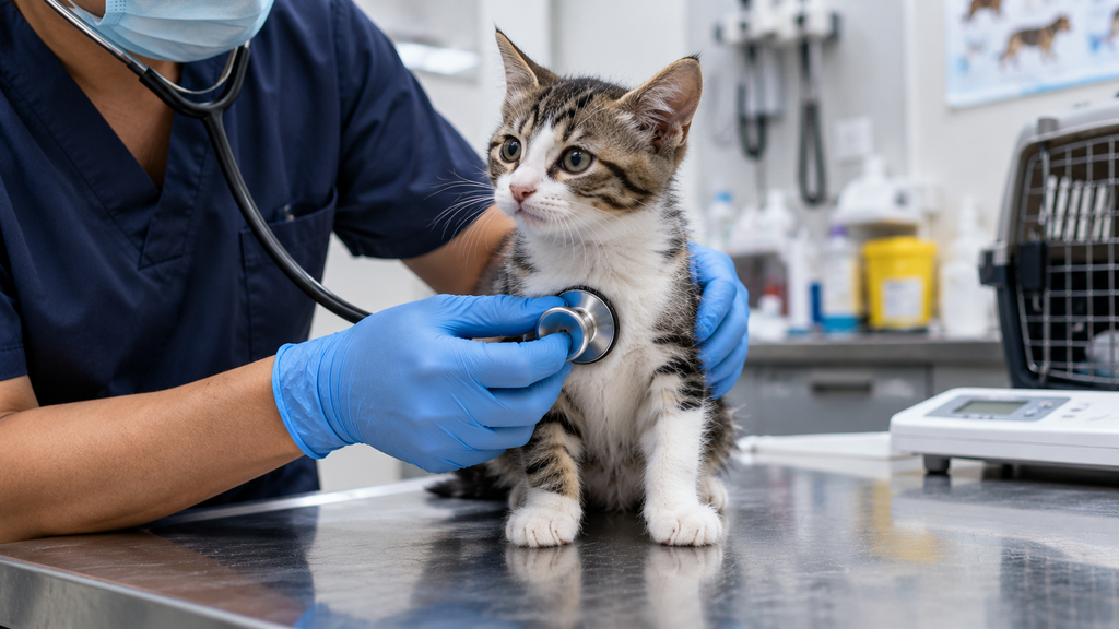 Syarat Vaksin Rabies Gratis Anabul di Jaksel, Usia Minimal 4 Bulan 6 Seekor anak kucing (usia sekitar 4 bulan) sedang menjalani pemeriksaan kesehatan dasar oleh dokter hewan sebelum dinyatakan layak divaksin.